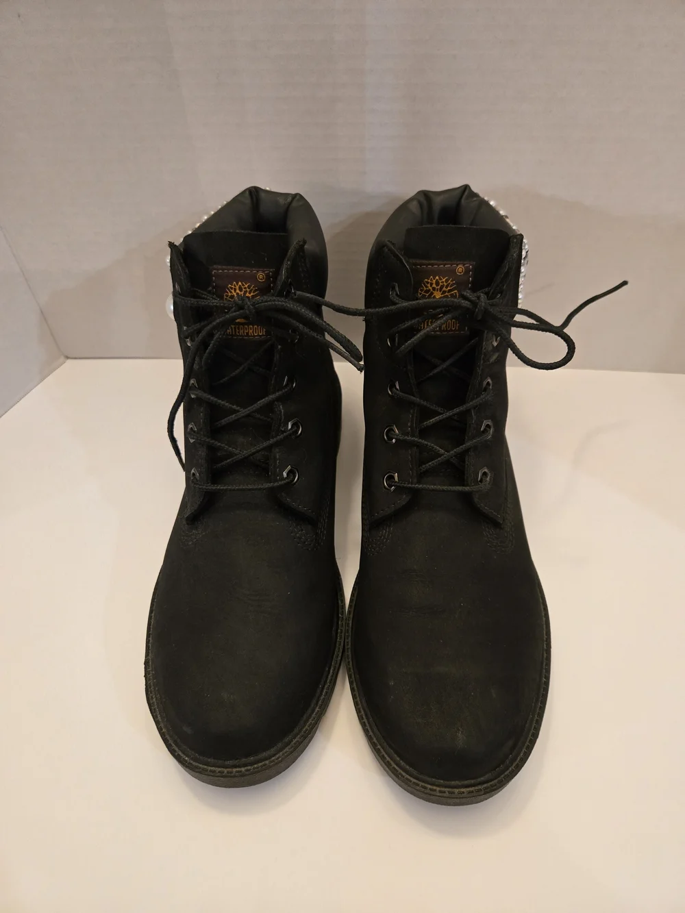 Timberland Black Ankle Boots with Rhinestone Cuff